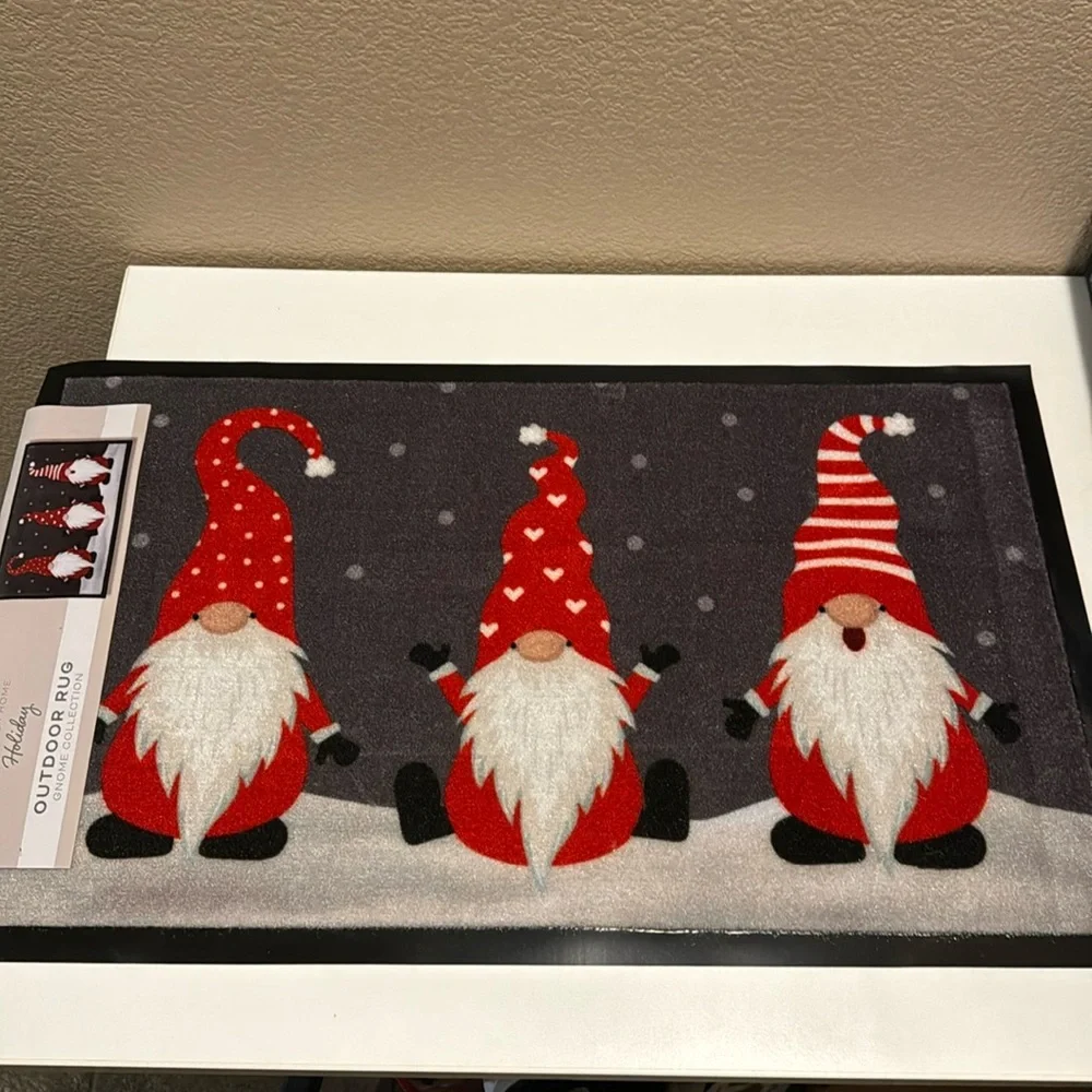 Christmas Santa Gnome Outdoor Mat Rug